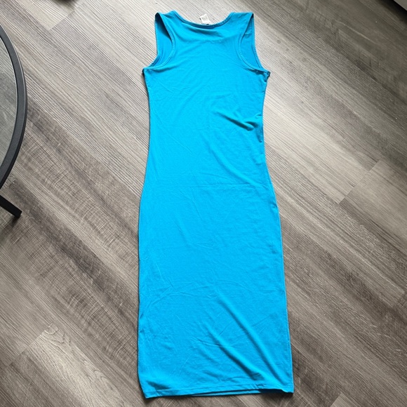 Sleeveless Turquoise Maxi Bodycon Dress - Picture 4 of 5